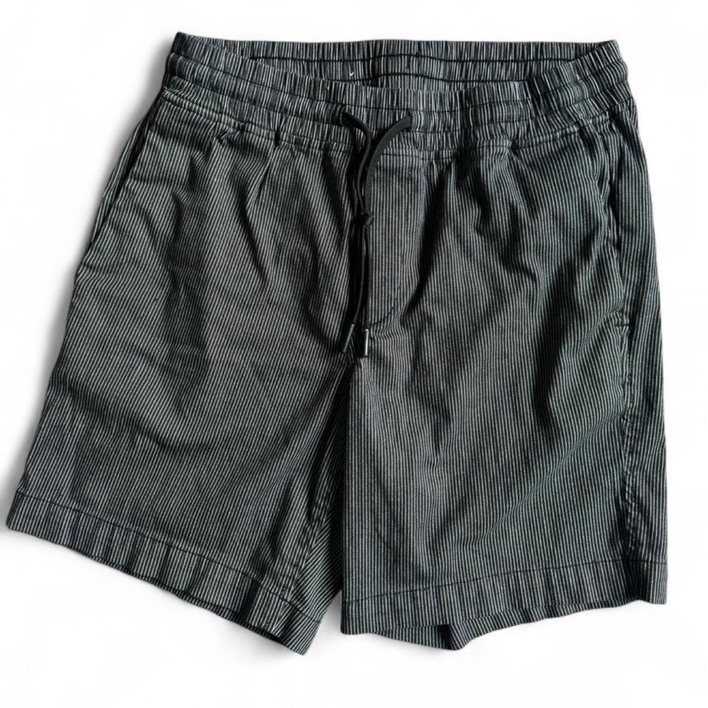 Calvin Klein Black and White Striped Drawstring Shorts